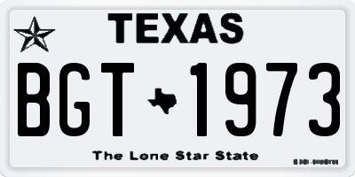 TX license plate BGT1973