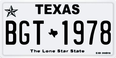 TX license plate BGT1978