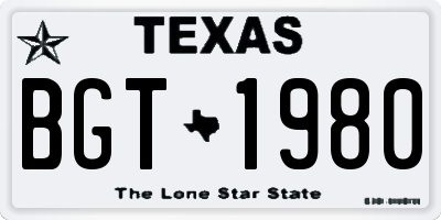 TX license plate BGT1980