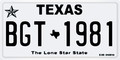TX license plate BGT1981