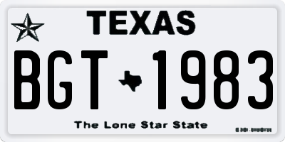 TX license plate BGT1983