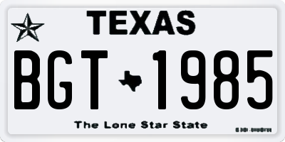 TX license plate BGT1985