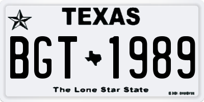 TX license plate BGT1989
