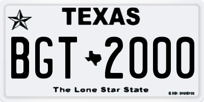 TX license plate BGT2000