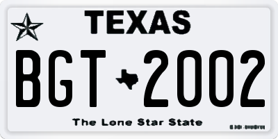 TX license plate BGT2002