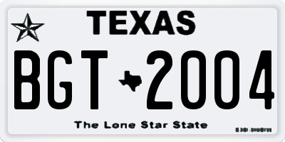TX license plate BGT2004
