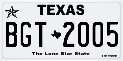 TX license plate BGT2005