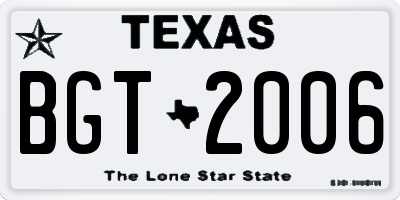 TX license plate BGT2006