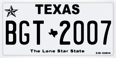 TX license plate BGT2007
