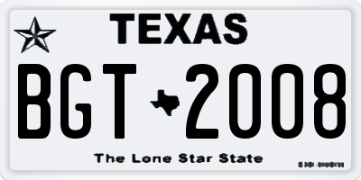 TX license plate BGT2008
