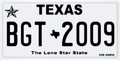 TX license plate BGT2009