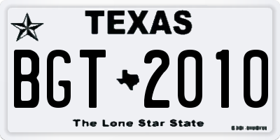 TX license plate BGT2010