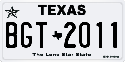 TX license plate BGT2011