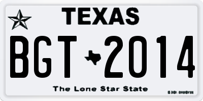 TX license plate BGT2014