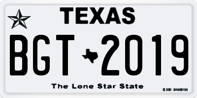 TX license plate BGT2019