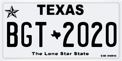 TX license plate BGT2020