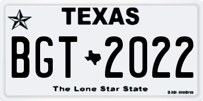 TX license plate BGT2022