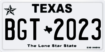 TX license plate BGT2023