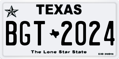 TX license plate BGT2024