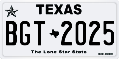 TX license plate BGT2025