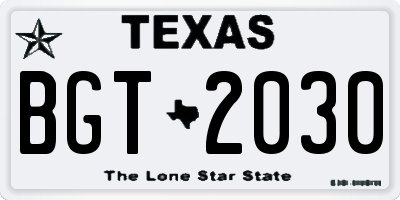 TX license plate BGT2030