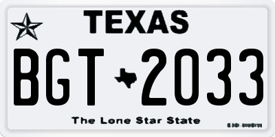 TX license plate BGT2033