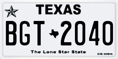 TX license plate BGT2040