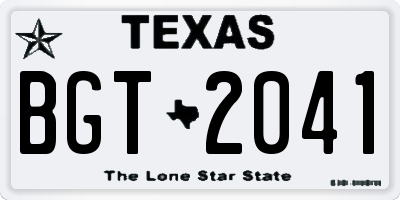 TX license plate BGT2041