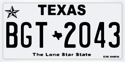 TX license plate BGT2043