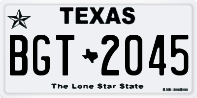 TX license plate BGT2045