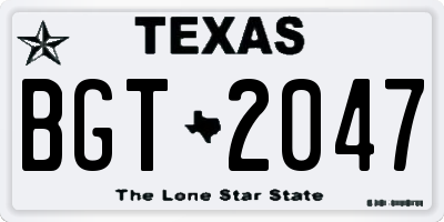 TX license plate BGT2047