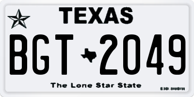 TX license plate BGT2049