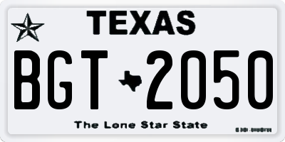 TX license plate BGT2050