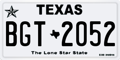 TX license plate BGT2052