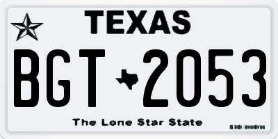 TX license plate BGT2053