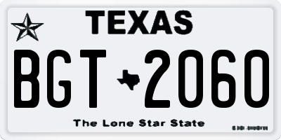 TX license plate BGT2060