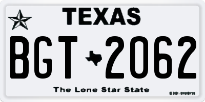 TX license plate BGT2062