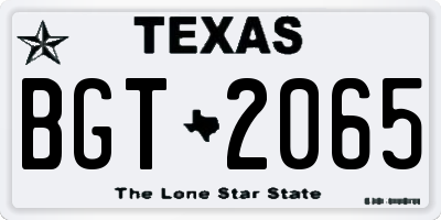 TX license plate BGT2065