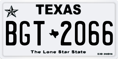 TX license plate BGT2066