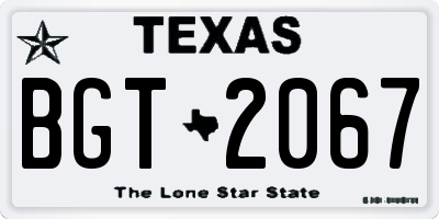 TX license plate BGT2067