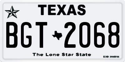 TX license plate BGT2068