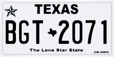 TX license plate BGT2071