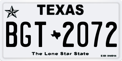 TX license plate BGT2072