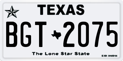TX license plate BGT2075