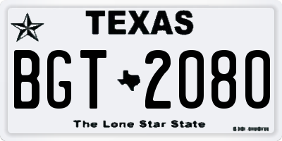 TX license plate BGT2080