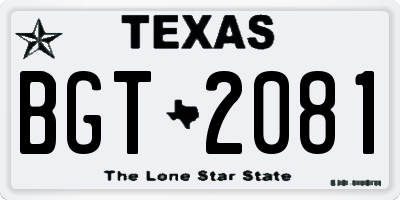 TX license plate BGT2081