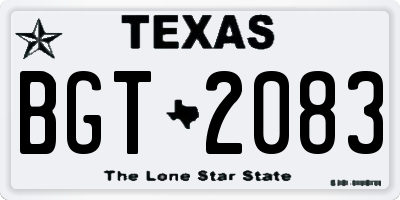 TX license plate BGT2083