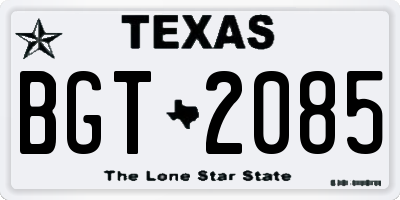 TX license plate BGT2085