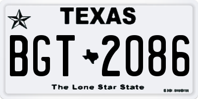 TX license plate BGT2086