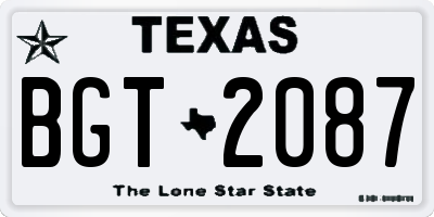 TX license plate BGT2087